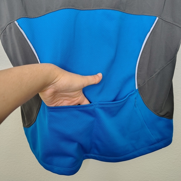 Novara Cycling Jersey Mens Medium Blue Gray Sleeveless Rear Pockets 1/2 Zip - Picture 7 of 10
